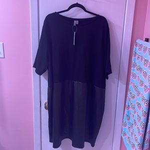 ASOS curve black dress with pleather bottom